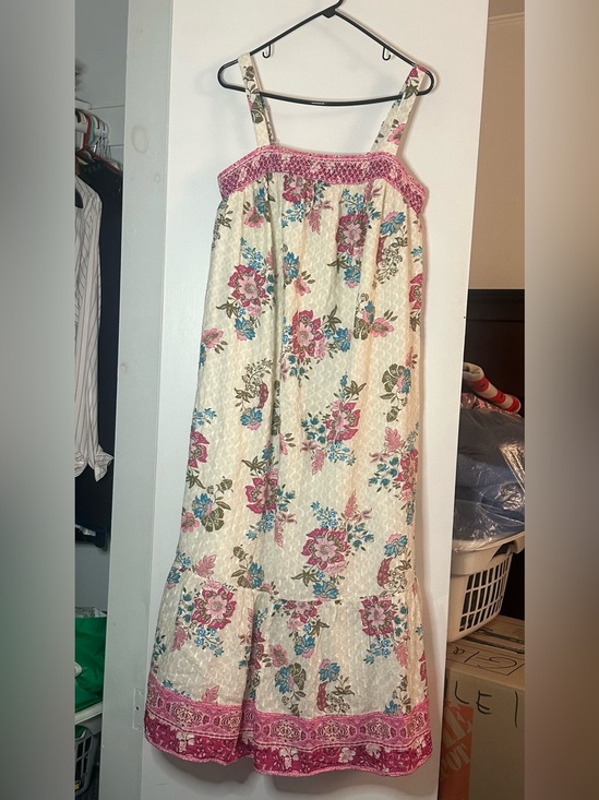 Lane Bryant Dresses & Skirts - Lane Bryant Cream Floral Maxi Dress with Pink Accents